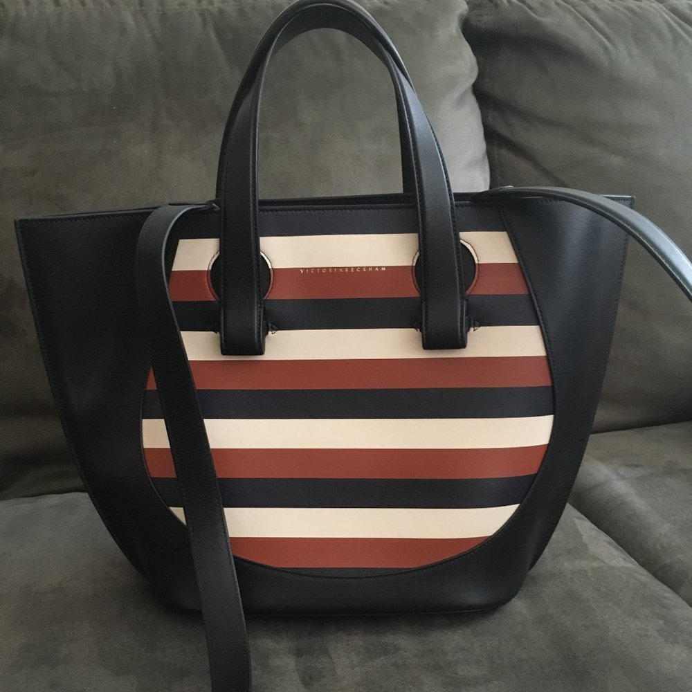 Victoria Beckham Striped Leather Tote Bag No.118